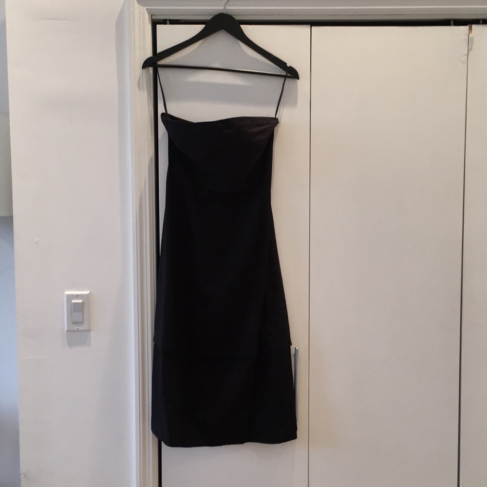 Theory Strapless Brushed Cotton Black Dresses - image 1